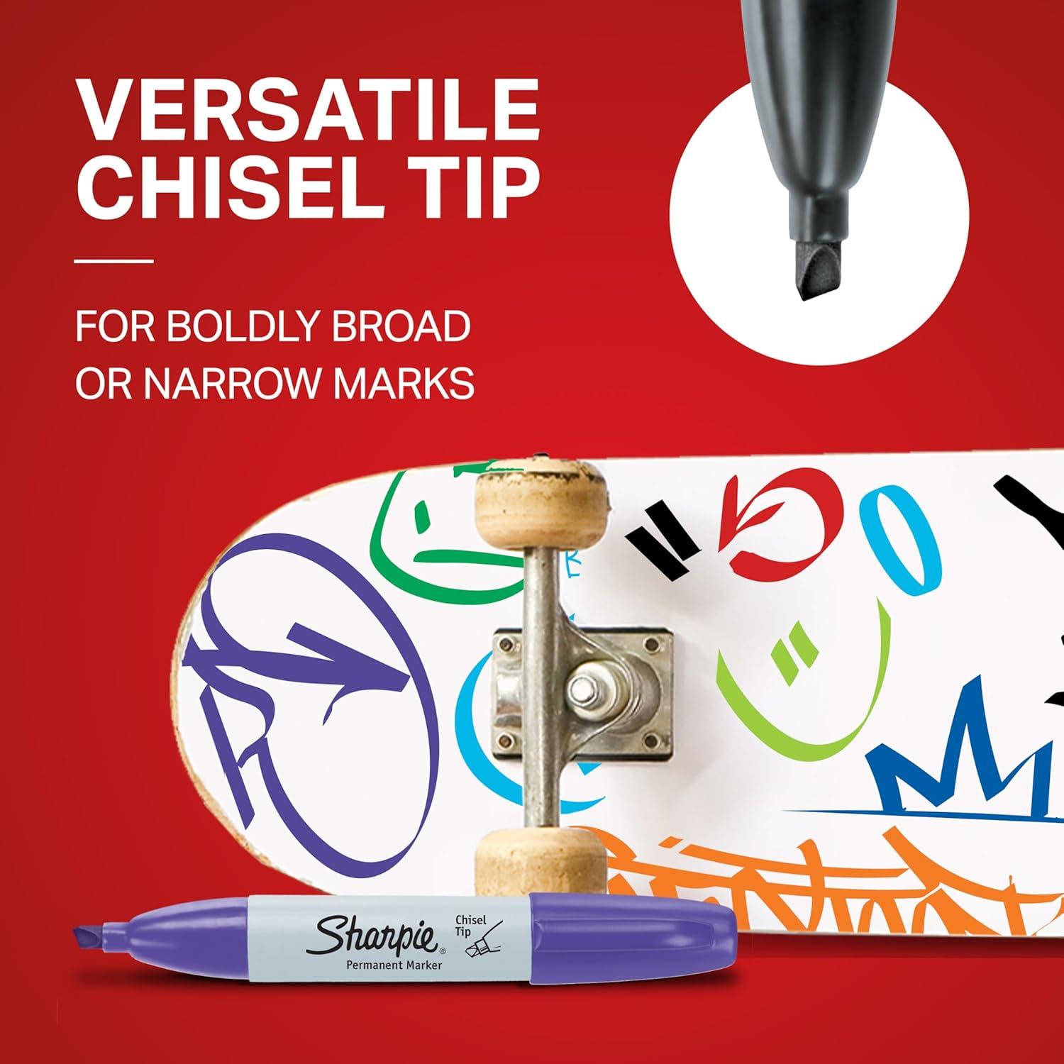 image:imageSharpie Permanent Chisel Tip Marker Set Poster Markers for Wood Plastic and More 8 Count8ct  Assorted Chisel
