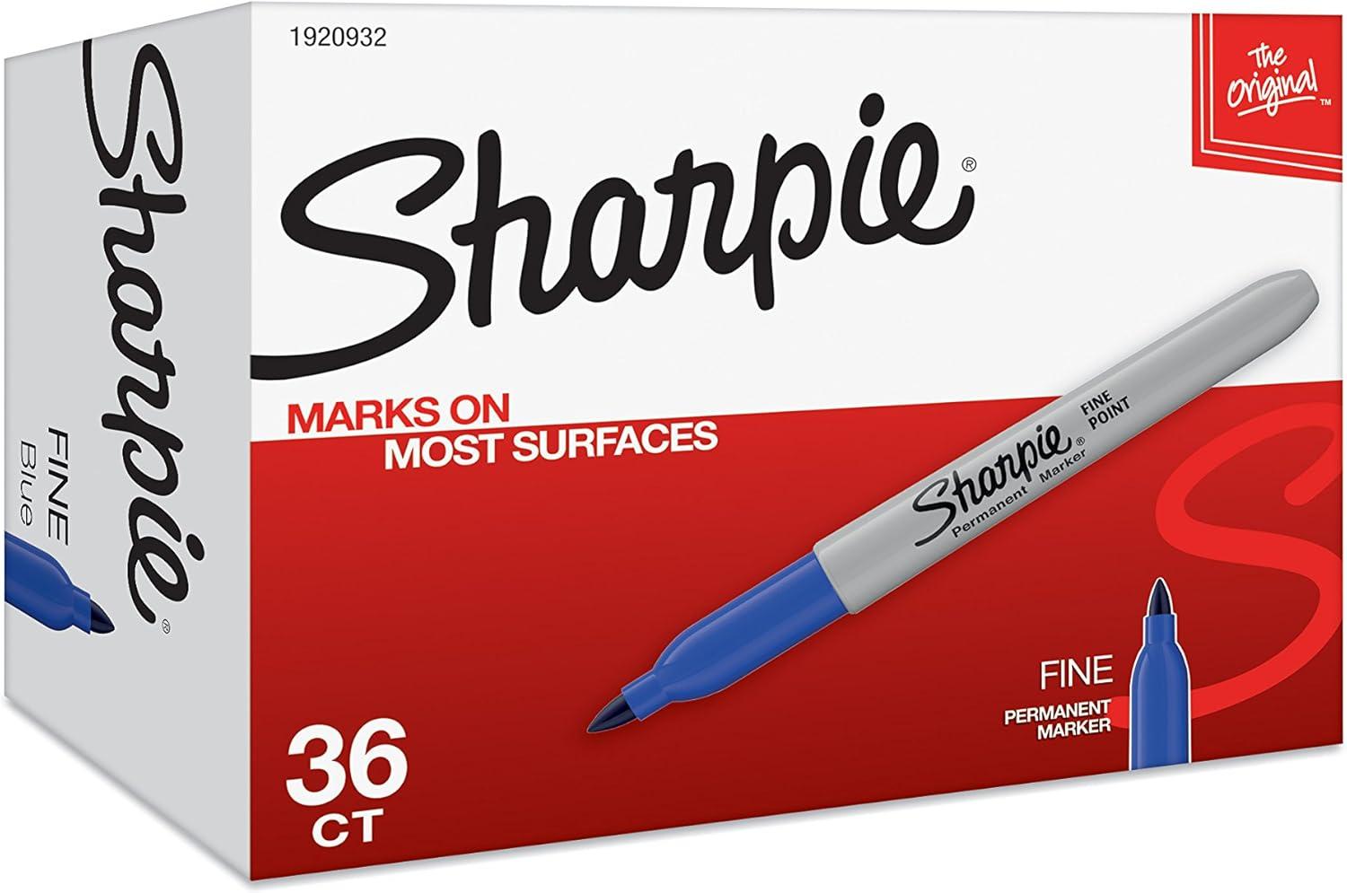 image:imageSharpie Permanent Markers Fine Point Assorted Colors Black Red Blue Green 36 Count  Bulk Office SuppliesBlue
