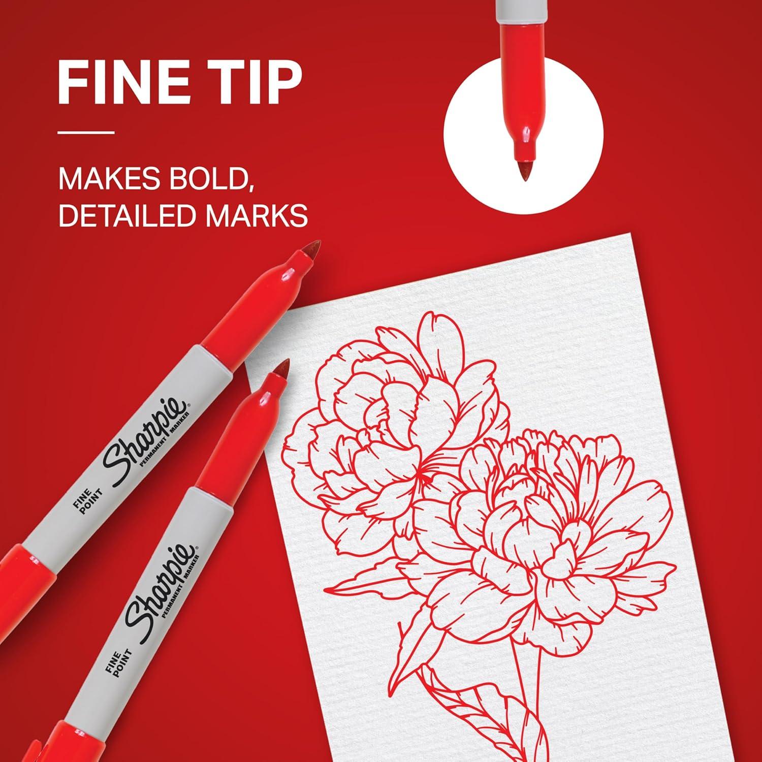 image:imageSharpie Permanent Markers Fine Tip Red 36 Count  Marks on Paper Plastic Metal Wood Perfect for Drawing Coloring Posters Home Office Supplies36 Count Pack of 6