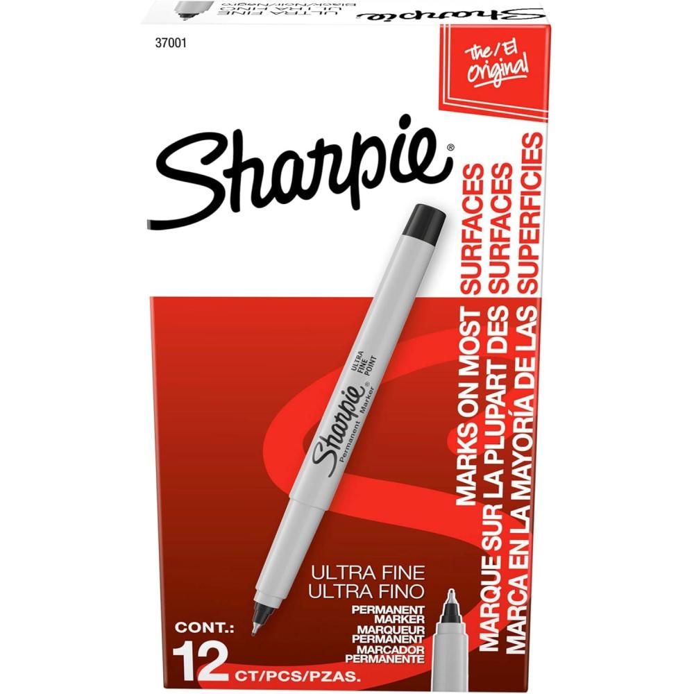 image:imageSharpie Permanent Markers Ultra Fine Tip Black 12 Count  Office Supplies Quick Drying Fade Resistant Ideal for Posters Drawing ColoringBlack
