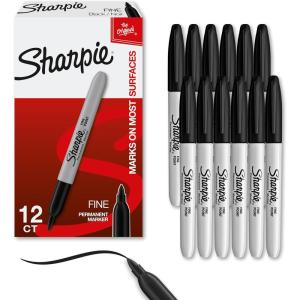 image:imageSharpie Permanent Markers Fine Tip Black 12 Count  Office Supplies Quick Drying Fade Resistant For Wood Plastic Paper Metal And MoreBlack