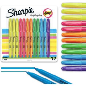 image:imageSharpie Pocket Highlighters Chisel Tip Quick Dry Assorted Fluorescent Colors 12 Count  For Studying NoteTaking School College Office Student amp Teacher SuppliesBright