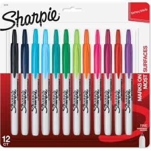 image:imageSharpie Retractable Fine Tip Permanent Markers Assorted Colors 12 Count12 Count Assorted