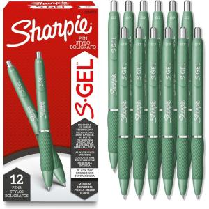 image:imageSharpie SGel Gel Pens Pearl White Body Black Ink Medium Point 07mm 12 Count  For Journaling Writing NoteTaking School Office SuppliesForest Green