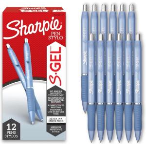 image:imageSharpie SGel Gel Pens Pearl White Body Black Ink Medium Point 07mm 12 Count  For Journaling Writing NoteTaking School Office SuppliesFrost Blue