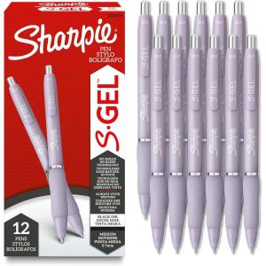image:imageSharpie SGel Gel Pens Pearl White Body Black Ink Medium Point 07mm 12 Count  For Journaling Writing NoteTaking School Office SuppliesIcy Violet