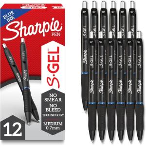 image:imageSharpie SGel Pens Medium Point 07mm Blue Ink 12 Count  Ideal for Writing Journaling Drawing Coloring NoteTaking College Supplies1 Count Pack of 144