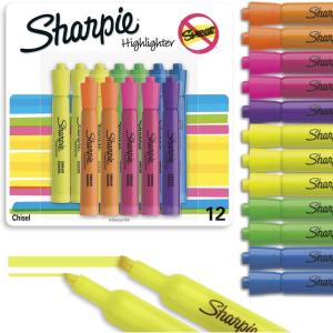 image:imageSharpie Tank Highlighters Chisel Tip Assorted Fluorescent Six Assorted Colors 12 Count  Back to School Office Teacher Supplies12 Count Pack of 6