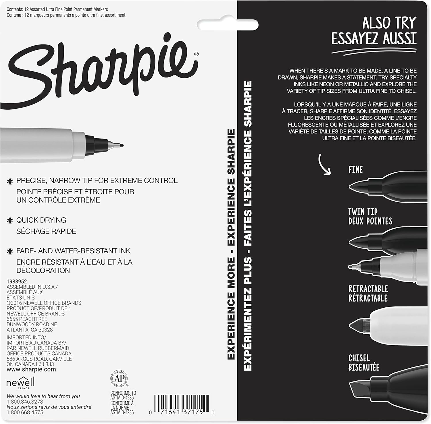 image:imageSharpie Permanent Markers Ultra Fine Point Assorted Colors 12 Count1 Count Pack of 12