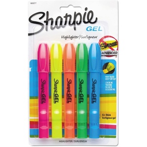 image:imageSharpie Gel Highlighters Bullet Tip Assorted Fluorescent Markers 5 Count  Wont Dry Out Smear And Bleed ResistantAssorted Colors