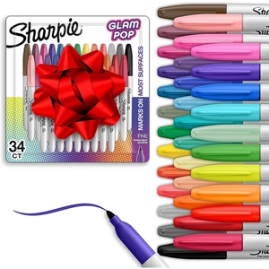 image:imageSharpie Glam Pop Permanent Markers Fine Tip Assorted Colors 34 Count  Arts amp Crafts Coloring Drawing Writing1 Count Pack of 68