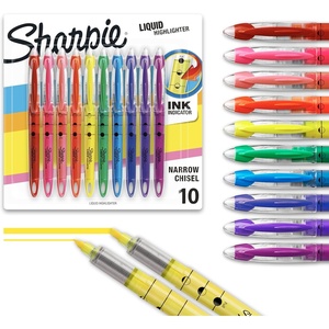 image:imageSharpie Liquid Highlighters Chisel Tip Assorted Colors 10 Count  Journaling School Study Supplies