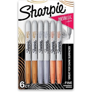 image:imageSharpie Metallic Permanent Markers Fine Point Assorted Metallic 6 Count