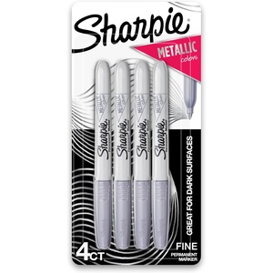 image:imageSharpie Metallic Permanent Markers Fine Point Silver 4 Count  For Black Paper or Dark Surfaces Arts amp Crafts Posters1 Count Pack of 4