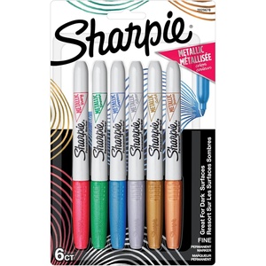 image:imageSharpie Metallic Permanent Markers Fine Tip Assorted Colors 6 Count  Arts amp Crafts Quick Drying Great for Dark Surfaces