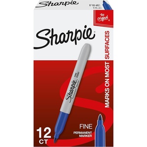 image:imageSharpie Permanent Markers Fine Tip Red 12 Count  Office Supplies Quick Drying Fade Resistant For Plastic Metal Wood And MoreBlue