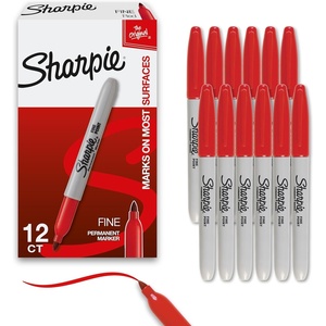 image:imageSharpie Permanent Markers Fine Tip Red 12 Count  Office Supplies Quick Drying Fade Resistant For Plastic Metal Wood And MoreRed