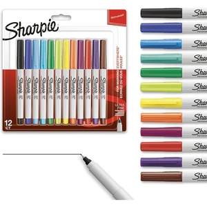image:imageSharpie Permanent Markers Ultra Fine Point Assorted Colors 12 Count1 Count Pack of 12