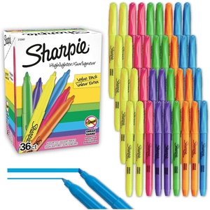 image:imageSharpie Pocket Highlighters Narrow Chisel Tip Highlighter Marker Set Pack Of 36 In 6 Assorted Fluorescent And Pastel Highlighters Ideal For Office Teacher And School Supplies
