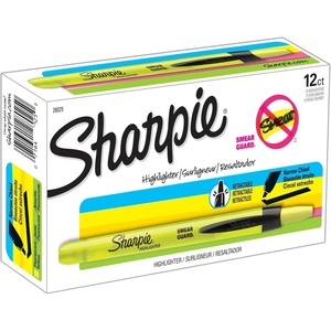 image:imageSharpie Retractable Highlighters Chisel Tip Fluorescent Yellow 12 Count12 Count Yellow