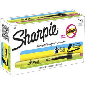 image:imageSharpie Retractable Highlighters Chisel Tip Fluorescent Yellow 12 Count12 Count Yellow Pack of 12
