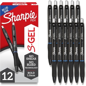 image:imageSharpie SGel Gel Pens Black Barrel Bold Point 10mm Blue Ink 12 Count  Home Office School Journaling Writing NoteTaking Teacher SuppliesBlue