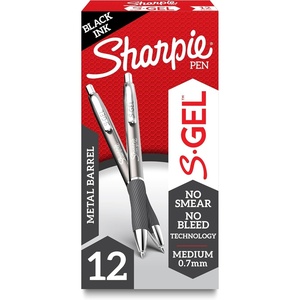image:imageSharpie SGel Gel Pens Sleek Metal Barrel Gunmetal Medium Point 07mm Black Ink 12 CountBlack Ink
