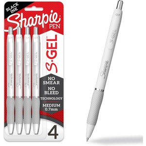 image:imageSharpie SGel Pens Medium Point 07mm Pearl White Body Black Ink 4 Count  Ideal for Writing Journaling Drawing Coloring NoteTaking College Supplies