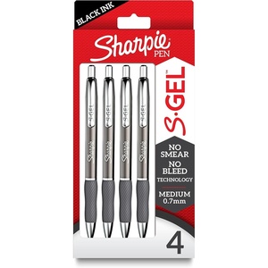 image:imageSharpie SGel Pens Sleek Metal Barrel Gunmetal Medium Point 07mm Black Gel Ink 4 Count