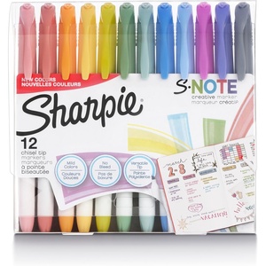 image:imageSharpie SNote Creative Markers Pastel Highlighters Art Marker Set Assorted Colors Chisel Tip 24 Count  School Home and Office Use Teacher Supplies12 Count