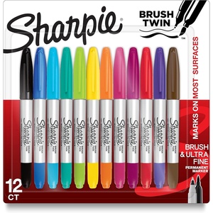 image:imageSharpie Brush Twin Permanent Markers Brush amp Ultra Fine Tips Assorted Colors 12 Count  Arts amp Crafts Office Supplies12 Count Assorted