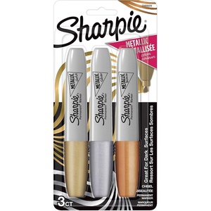 image:imageSharpie Metallic Permanent Markers Chisel Tip Assorted Colors 3 Count3 Count Assorted