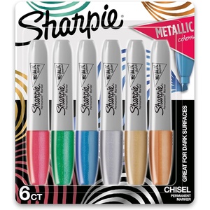 image:imageSharpie Metallic Permanent Markers Chisel Tip Assorted Colors 3 Count6 Count Assorted