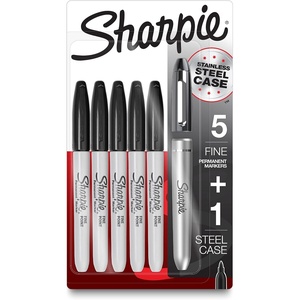 image:imageSharpie Permanent Markers Fine Tip Black 5 Count  Quick Drying Fade Resistant6 Count Pack of 1